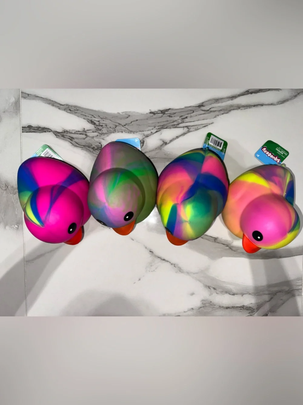 Rainbow Tye dye  squeezey Squishy Duck Toy for Kids - Multicolor